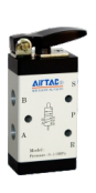 AIRTAC MANUAL VALVES, M3 SERIES SHORT HANDLE TYPE&lt;BR&gt;3 WAY 2 POSITION N.C, 1/8&quot; NPT PORTS